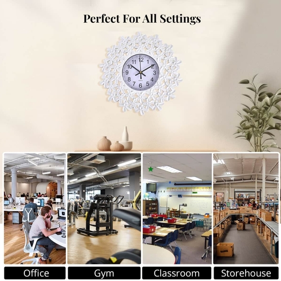 White Embossed Floral Design Clock Battery Operated - NWOB - Picture 5 of 6